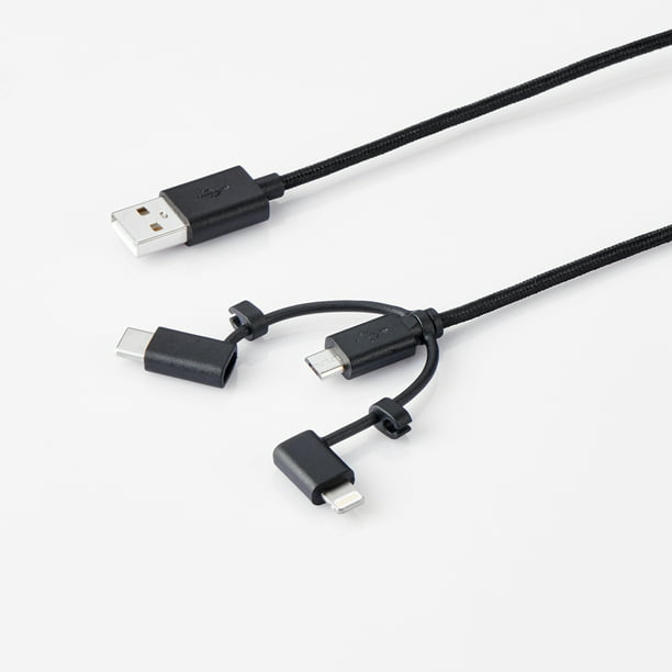 Dont Be A Richard 3 in 1 Multiple USB Stretch Charger Cord with Micro,Type C,iOS Connectors with Cell Phone Tablets More 